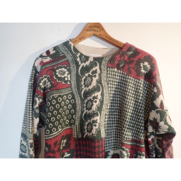 Feminin Ladies High Fashion Christmas Patchwork Sweater Large Lambswool Angora - Picture 2 of 10